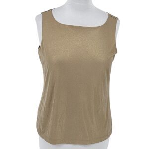 Chico's Travelers‎ Tank Top Sleeveless Metallic Gold Lined Size L 12